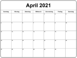 April 2021 Kalender