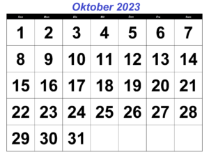 Oktober 2023 Kalender Ausdrucken