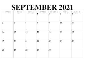 September 2021 Kalender