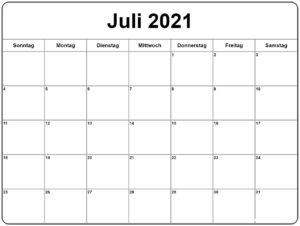 Juli Kalender 2021