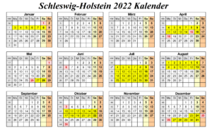 Sommerferien 2022 Schleswig-Holstein Kalender PDF