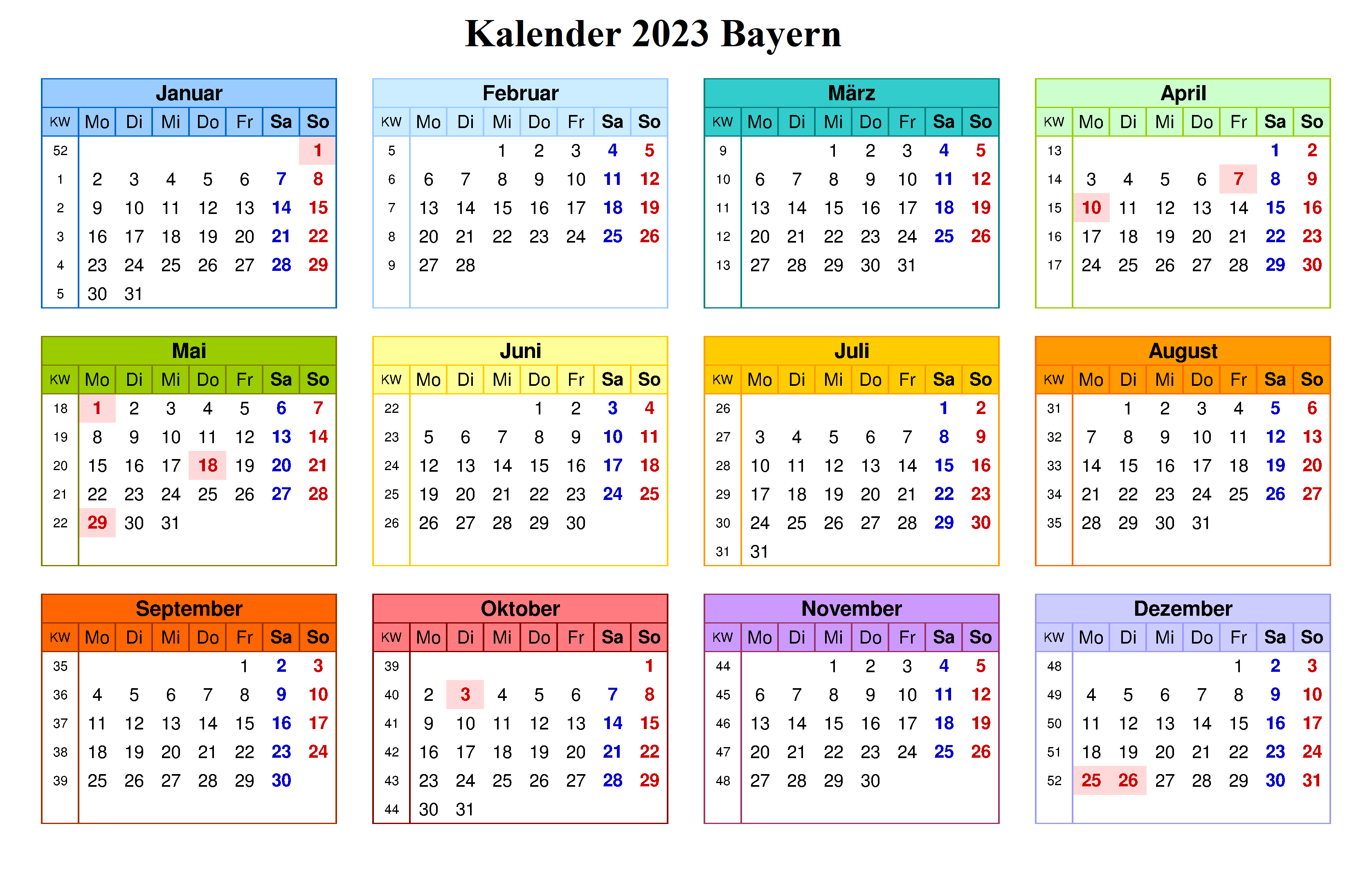 Jahreskalender 2023 Bayern Mit Ferien Und Feiertagen The Beste Kalender