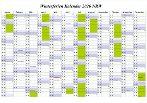 Winterferien Kalender 2026 NRW