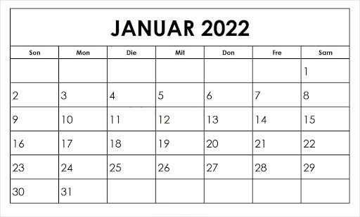 Kalender 2022 Januar Zum Ausdrucken