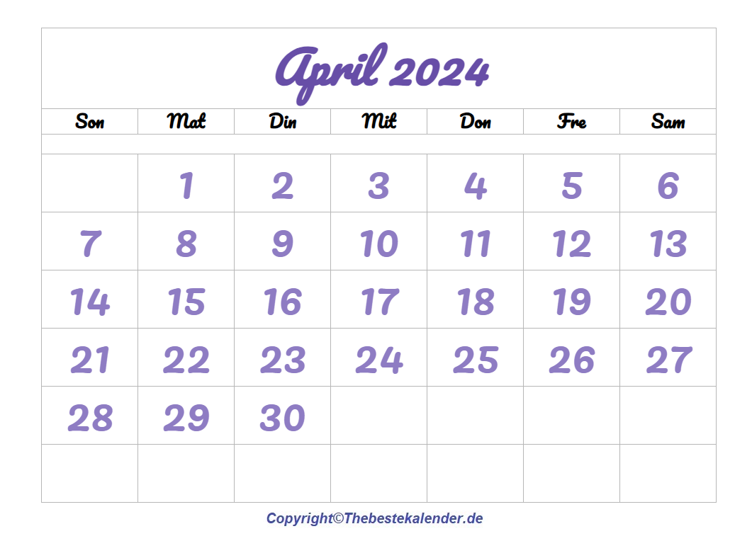 April 2024 Kalender