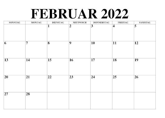 Februar 2022 Kalender