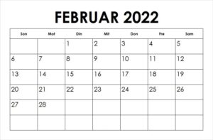 Februar Kalender 2022