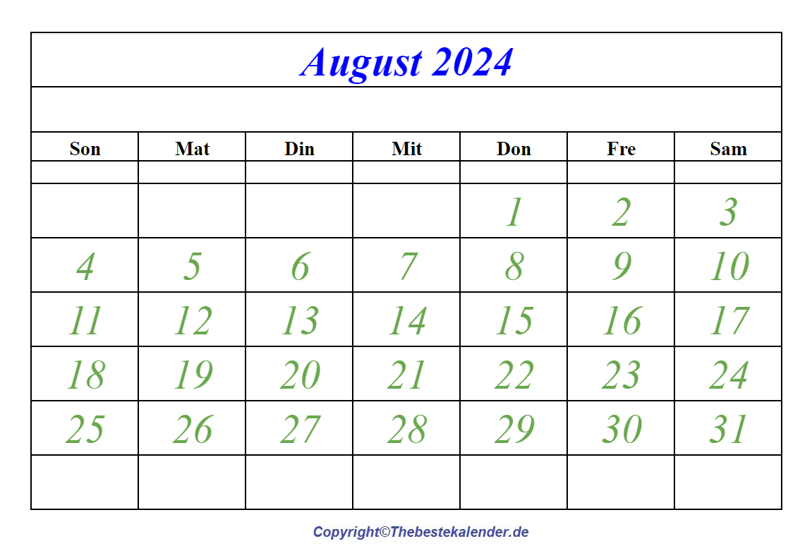 August 2024 Kalender