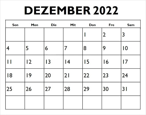 Dezember 2022 Drucken Kalender