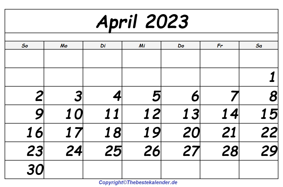 April 2023 Kalender