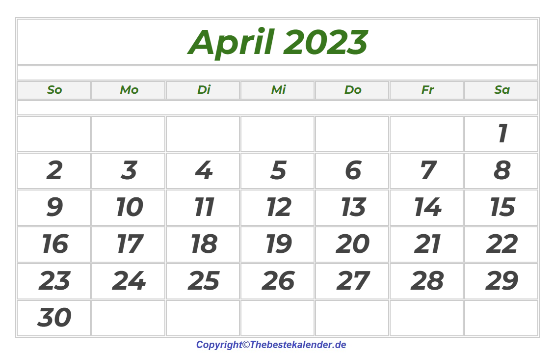 Kalenderblatt April 2023