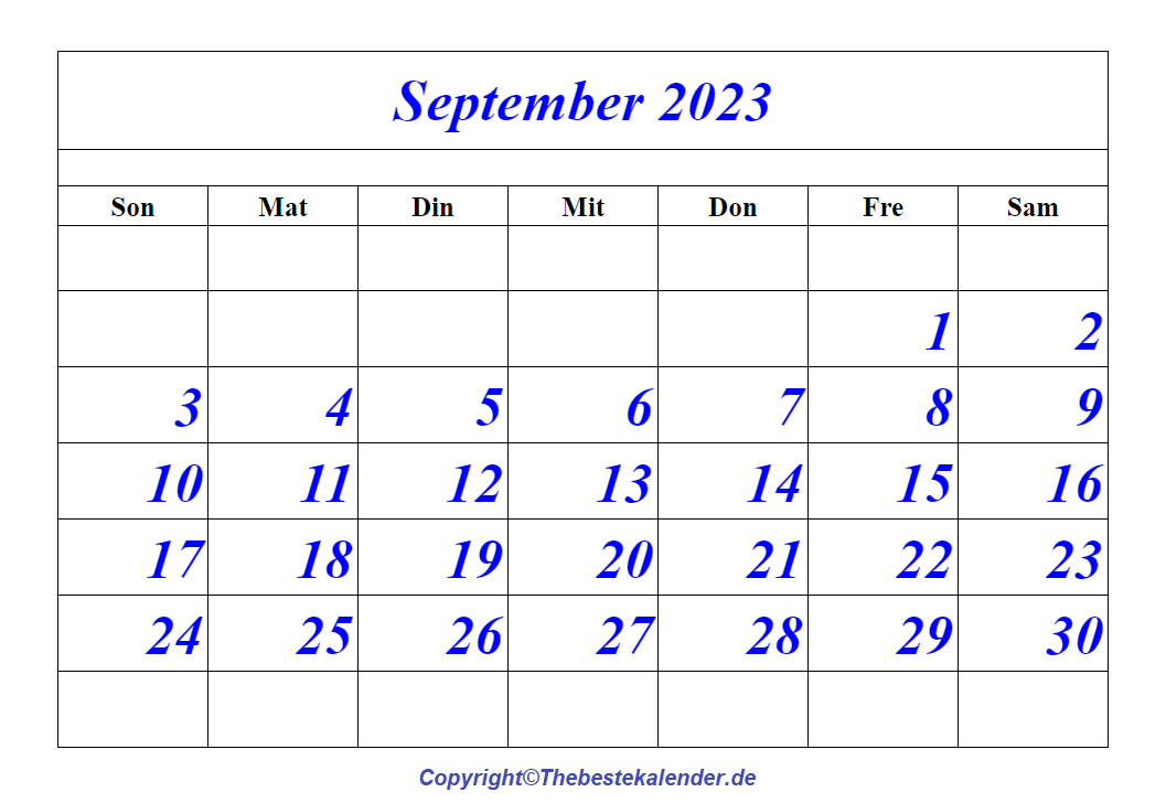 Kalenderblatt September 2023