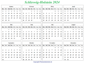 Feiertagen 2024 Schleswig-Holstein Kalender