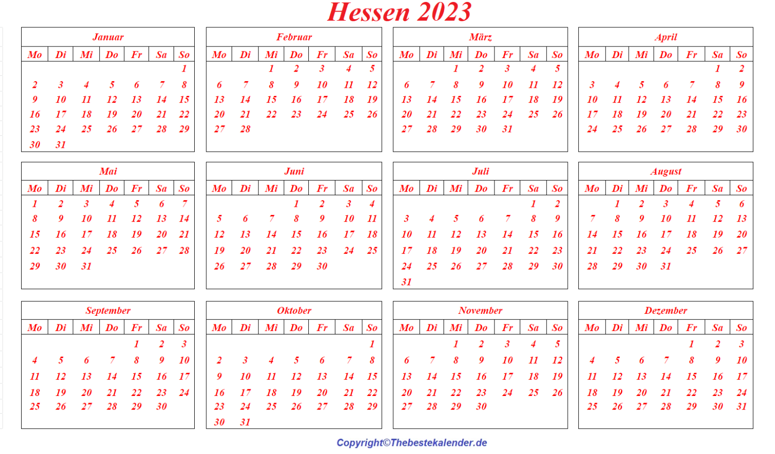 Hessen Holidays 2023null