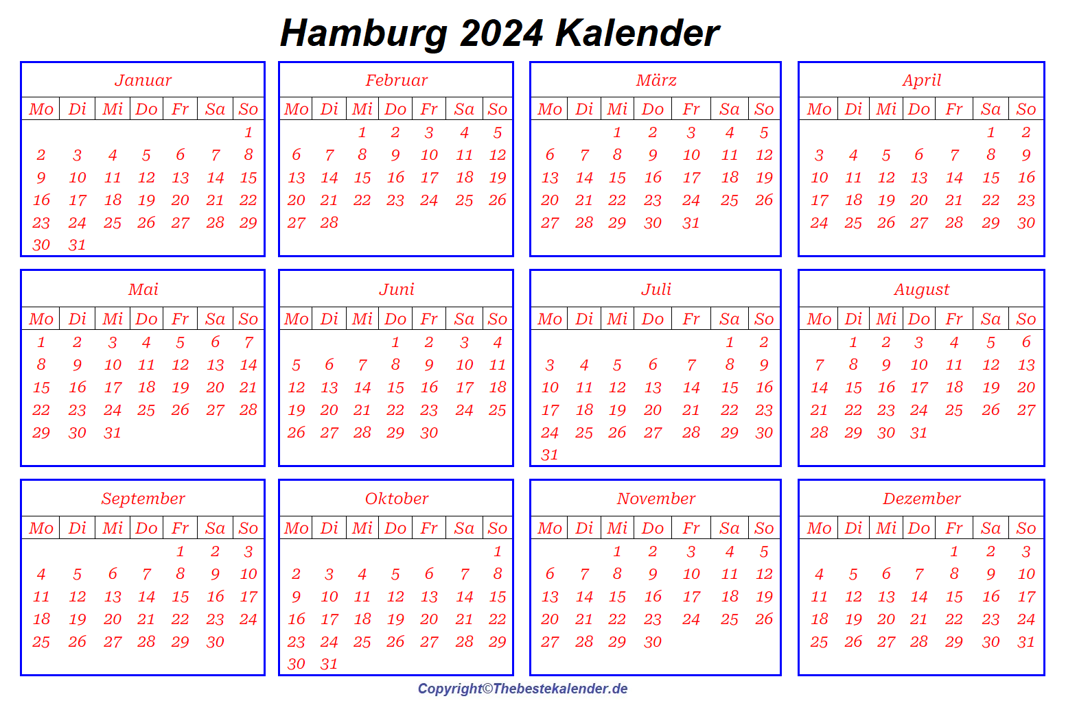 Hamburg 2024 Kalender Zum Ausdrucken