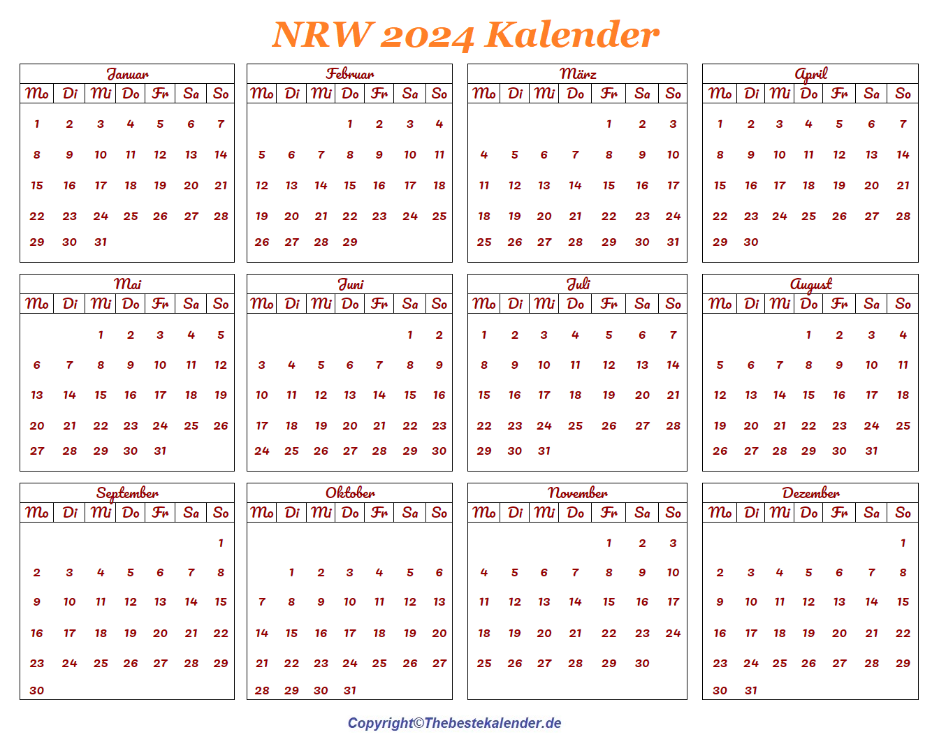 Sommerferien NRW 2024