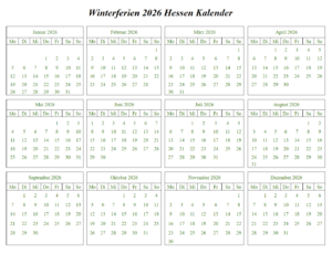 Winterferien 2026 Hessen Kalender