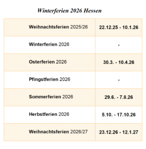 Winterferien Und Feiertage Hessen 2026 Kalender