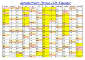 Sommerferien Hessen 2026 Kalender