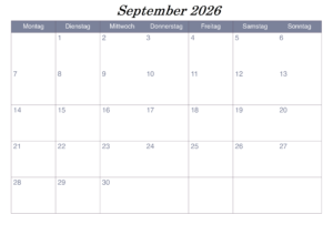 September 2026 Kalender