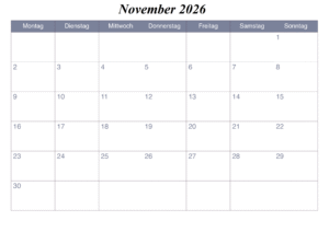 November 2026 Kalender