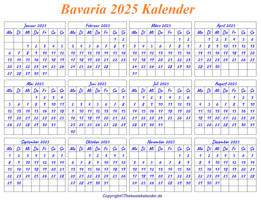 Bavaria 2025 Kalender Zum Ausdrucken | The Beste Kalender