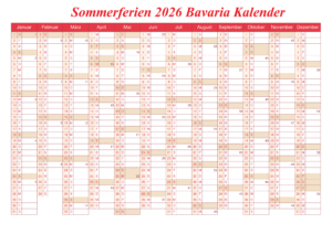 Bavaria 2026 Kalender Zum Ausdrucken