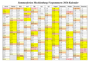 Mecklenburg-Vorpommern 2026 Kalender Zum Ausdrucken