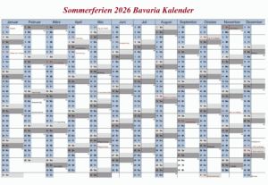 Sommerferien 2026 Bavaria Kalender PDF