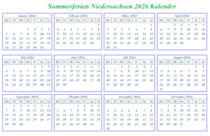 Sommerferien Niedersachsen 2026