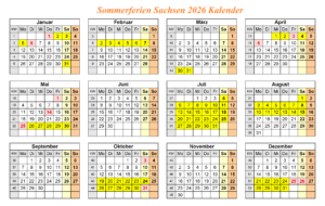 Sommerferien Sachsen 2026 Kalender